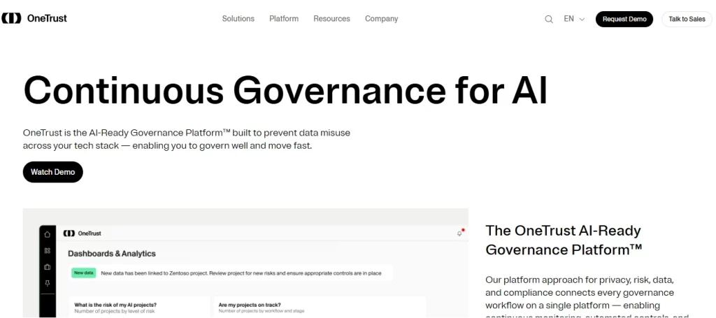 Onetrust homepage